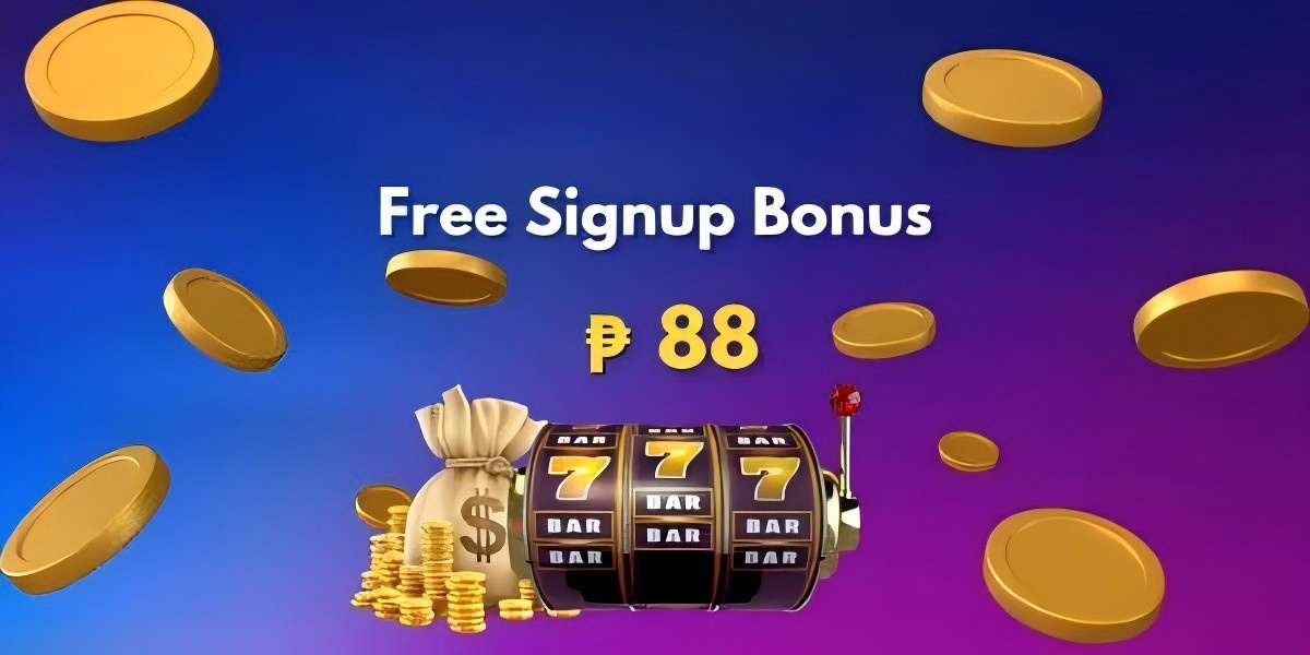 Promotional banner with golden coins, casino chips and a welcome bonus headline for new players